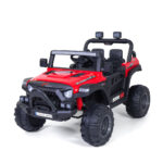 Todoterrenos de juguete para niños estilo Jeep 12V con mando en color rojo con detalles de todoterreno imitando coches 4x4 de verdad